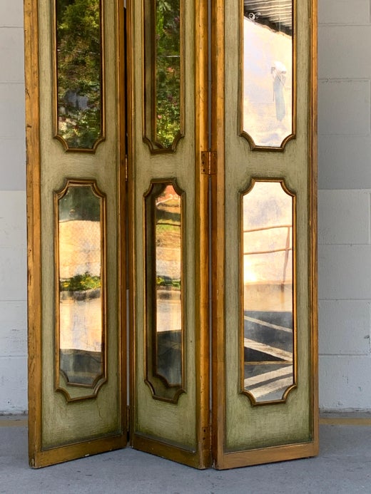 Pair Of Tall Hollywood Regency Venetian Polychomed Mirrored Three