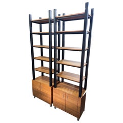 Pair of Tall Industrial Style Executive Office Shelving Units