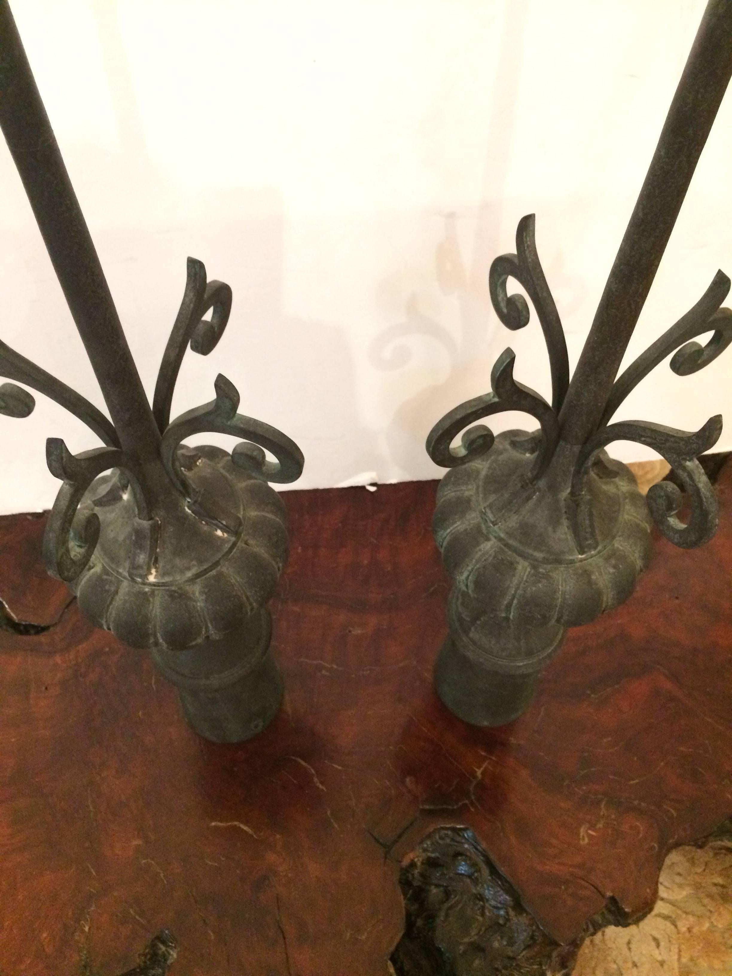 Pair of Tall Iron Finials as Found Art Sculpture In Excellent Condition In Hopewell, NJ