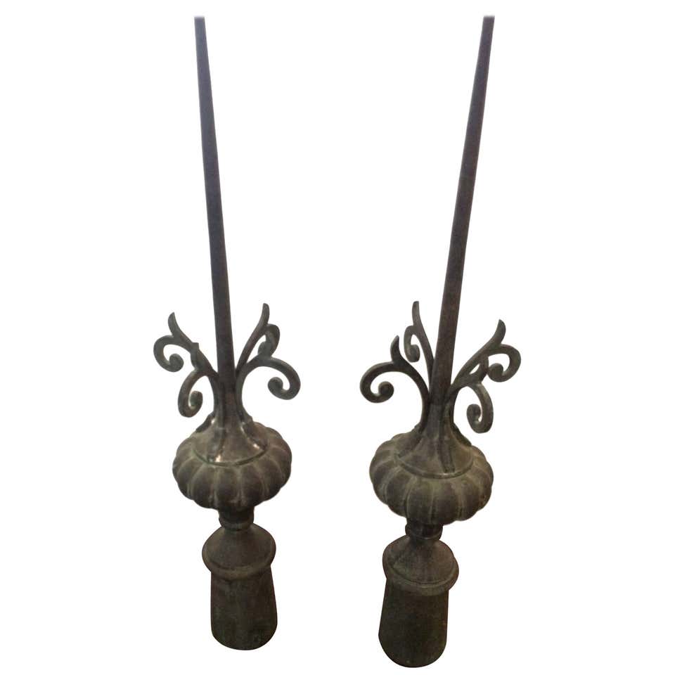 Tall Distressed Antique Metal Finial at 1stdibs