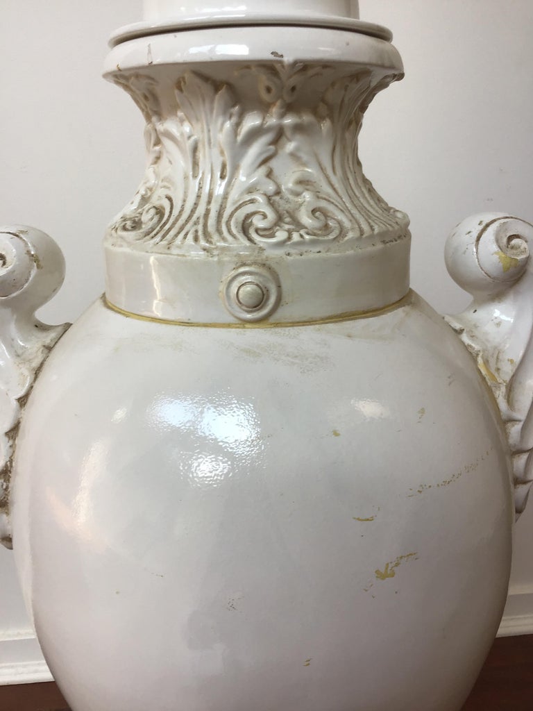 Pair of Tall Italian Ceramic Urns For Sale at 1stdibs