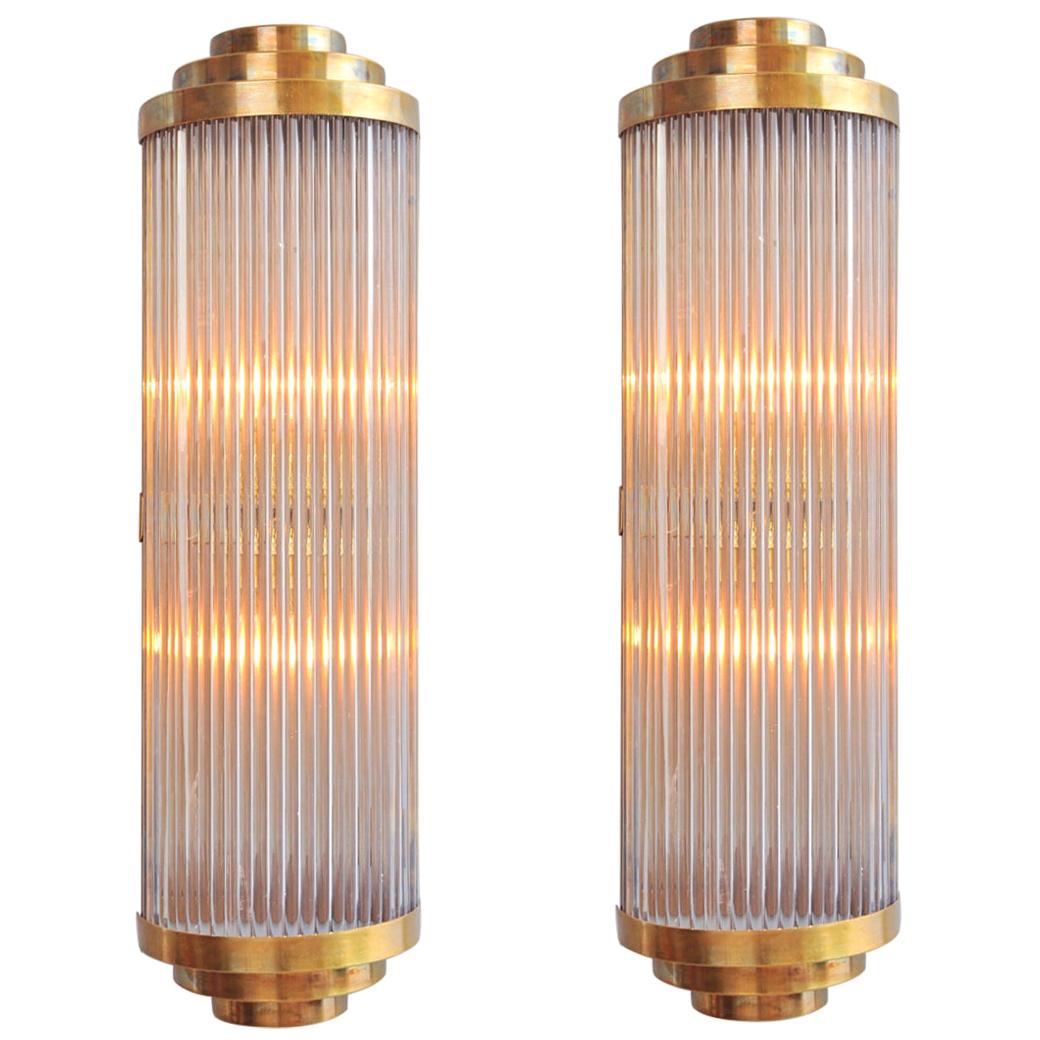 Pair of Tall Italian Ravello Wall Lights with 3 tier detail