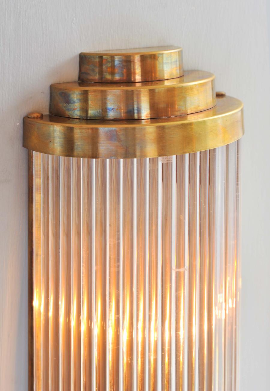 Art Deco Pair of Tall Italian Ravello Wall Lights with 3 Tier Detail For Sale