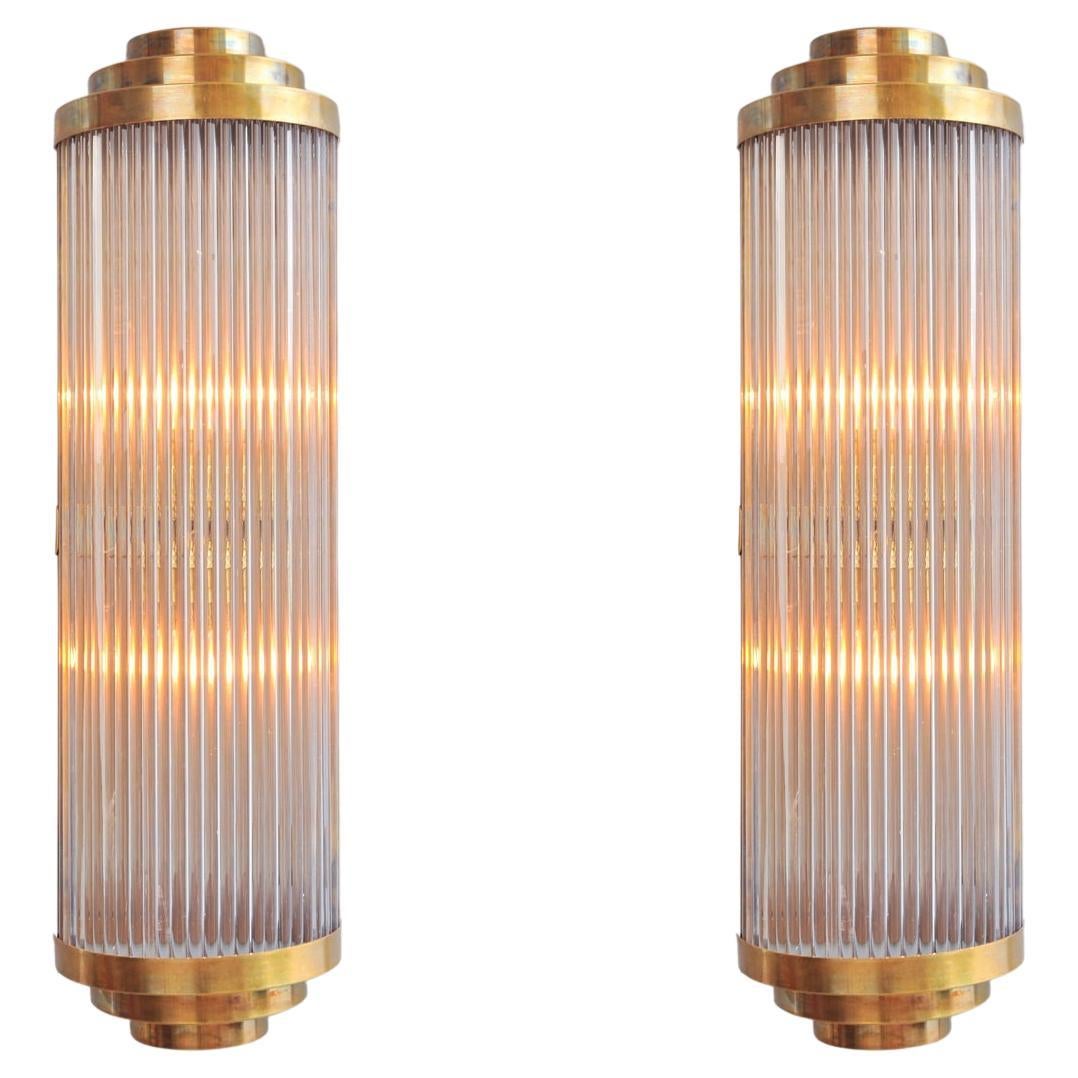Pair of Tall Italian Ravello Wall Lights with 3 Tier Detail For Sale