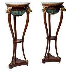 Antique Pair of Tall Italian Torchères, Likely Naples, Early 19th Century