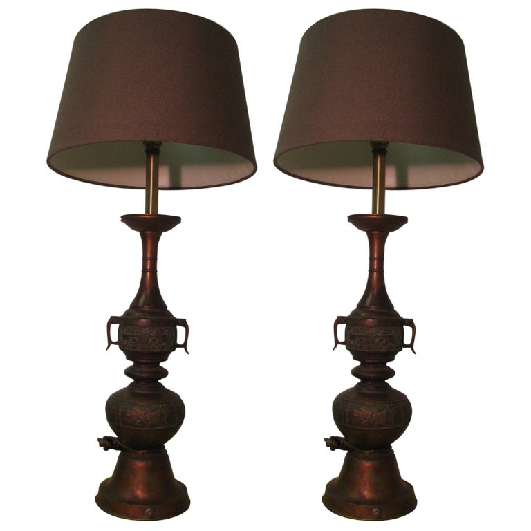 Pair Of Mid Century Tall Japanese Bronze Patinated Table Lamps For At 1stdibs Pair Of Mid Century Tall Japanese, Old Bronze Table Lamps