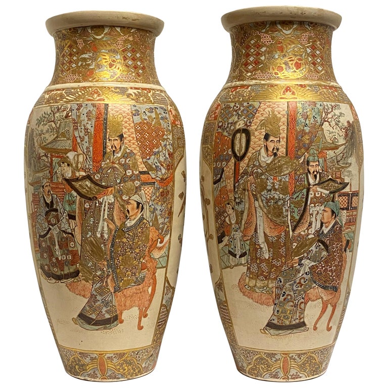 Pair of Tall Japanese Satsuma Vases at 1stDibs tall japanese vases