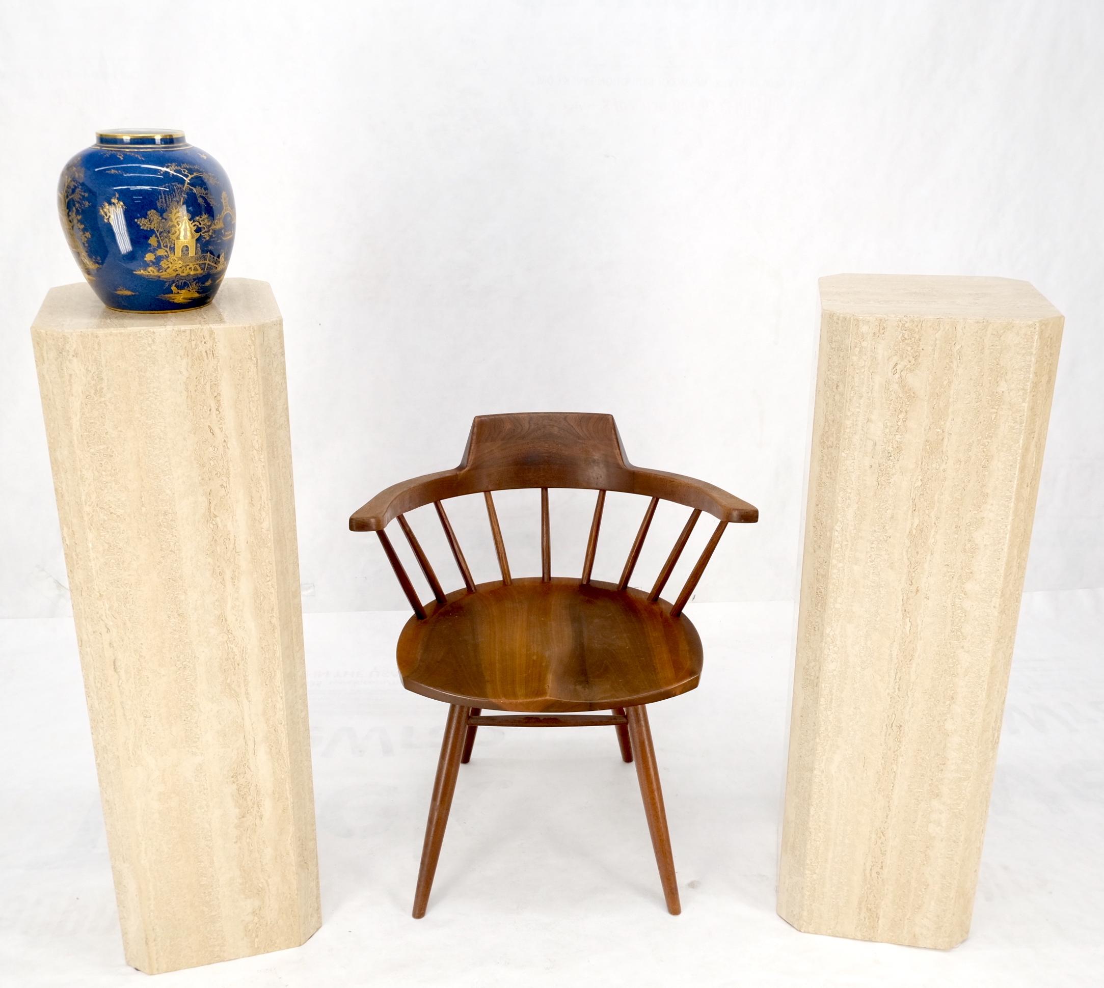 Pair of Tall Large Square Italian Travertine Pedestals Stands For Sale 5