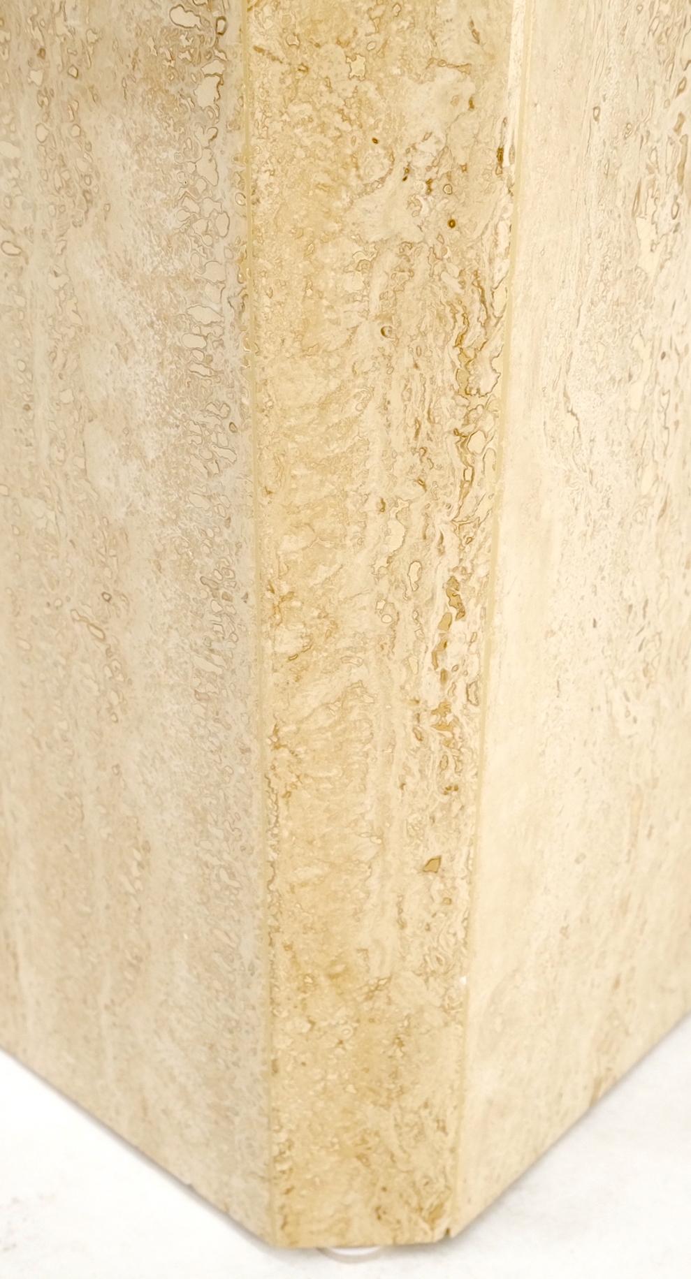 Marble Pair of Tall Large Square Italian Travertine Pedestals Stands For Sale