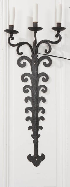Pair of Tall Late 18th Century European Iron Sconces