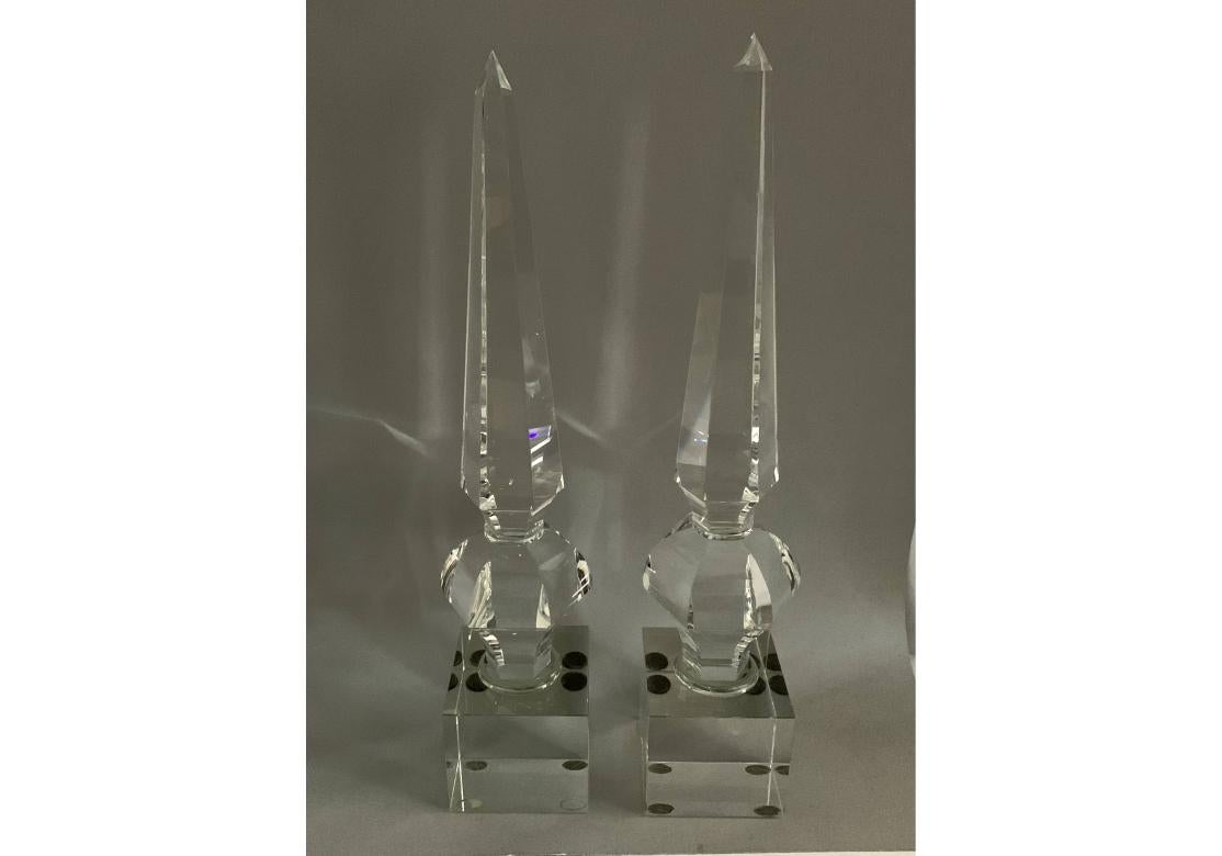 Pair Of Tall Lead Crystal Obelisks Attributed To John Richards en vente 5
