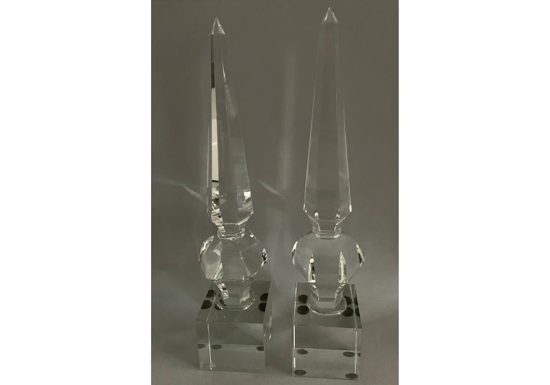 Pair Of Tall Lead Crystal Obelisks Attributed To John Richards en vente 7