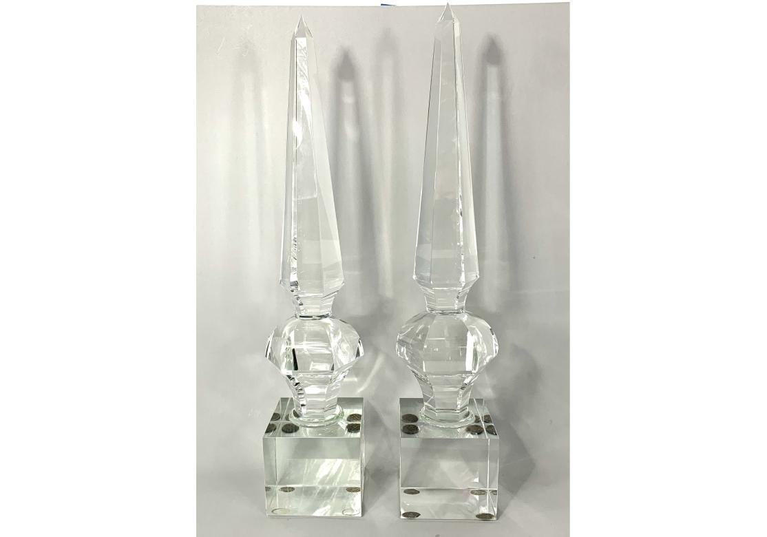 Pair Of Tall Lead Crystal Obelisks Attributed To John Richards en vente 2