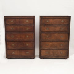 Pair of Tall Leather Chests or Dressers