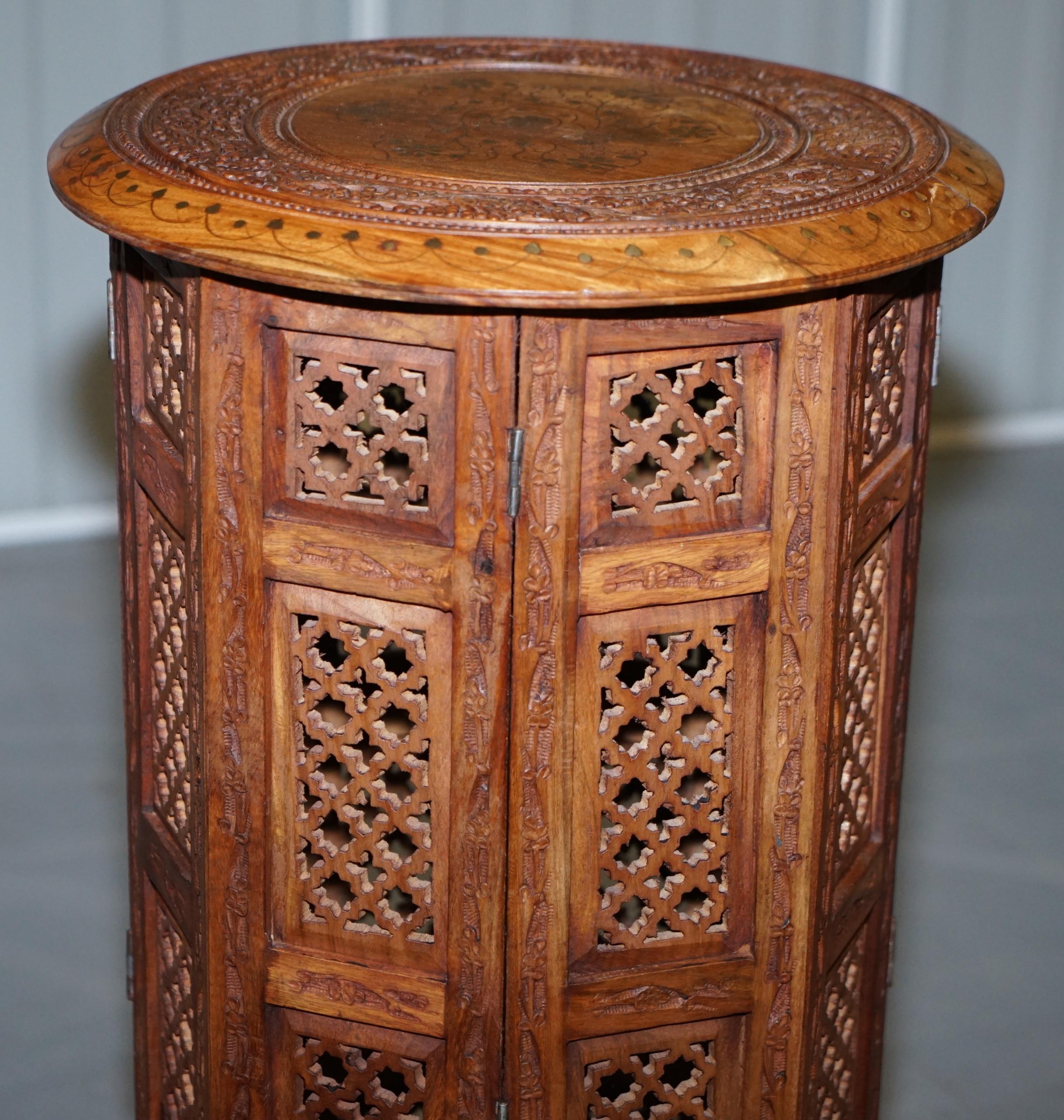 Pair of Tall Liberty's circa 1900 Syrian Hand Carved Hardwood Side End Tables 5