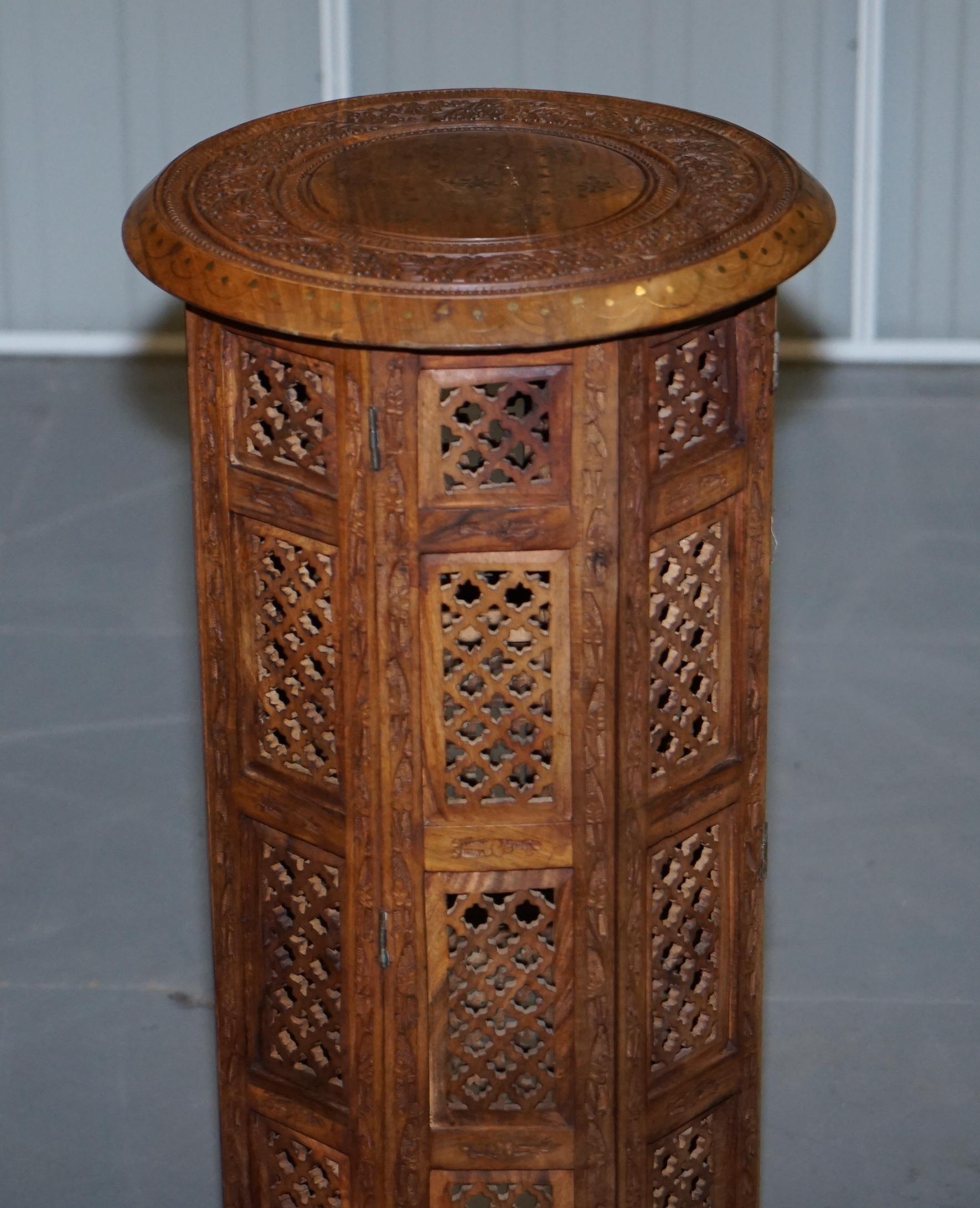 Pair of Tall Liberty's circa 1900 Syrian Hand Carved Hardwood Side End Tables 8
