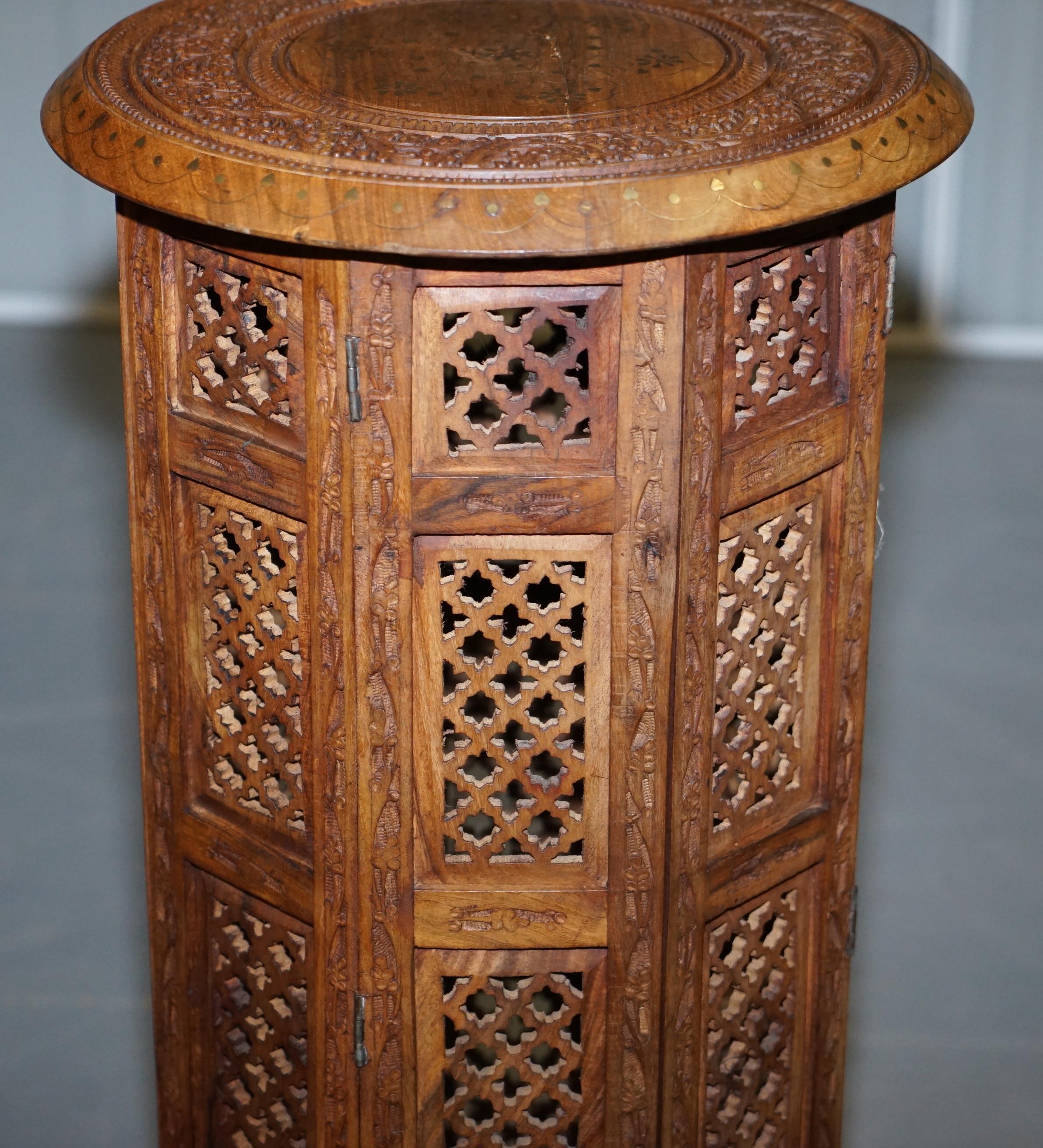 Pair of Tall Liberty's circa 1900 Syrian Hand Carved Hardwood Side End Tables 12