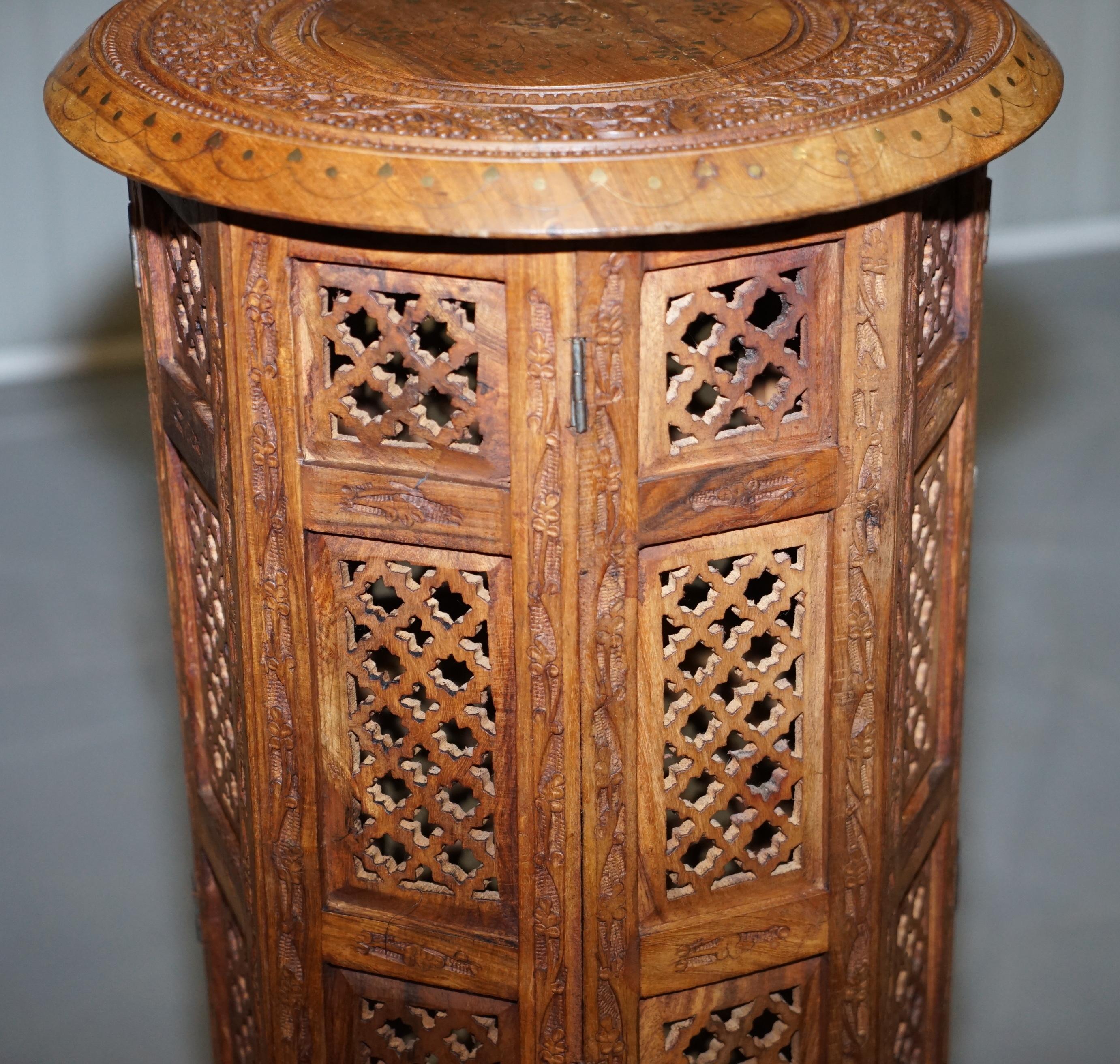 Pair of Tall Liberty's circa 1900 Syrian Hand Carved Hardwood Side End Tables 14
