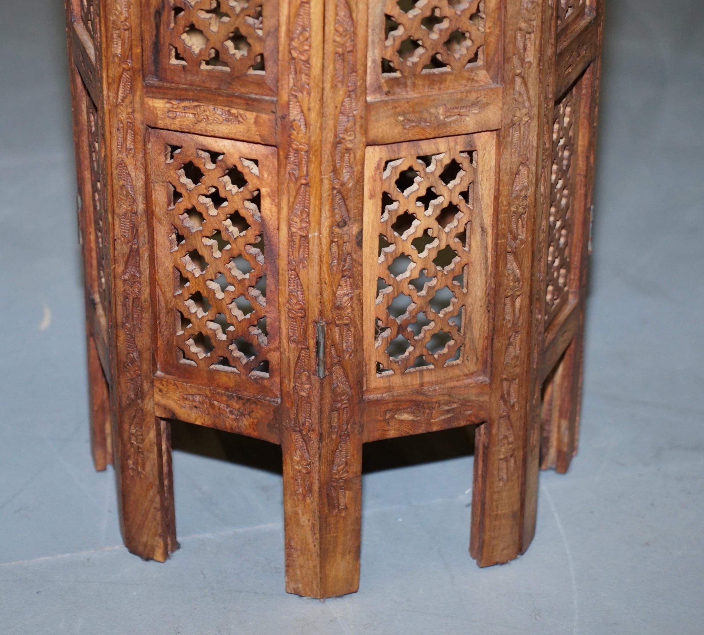Pair of Tall Liberty's circa 1900 Syrian Hand Carved Hardwood Side End Tables 15