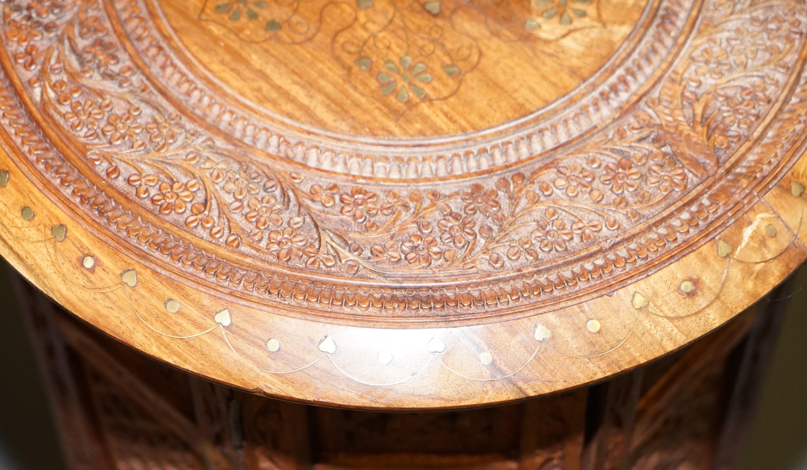 Pair of Tall Liberty's circa 1900 Syrian Hand Carved Hardwood Side End Tables 2