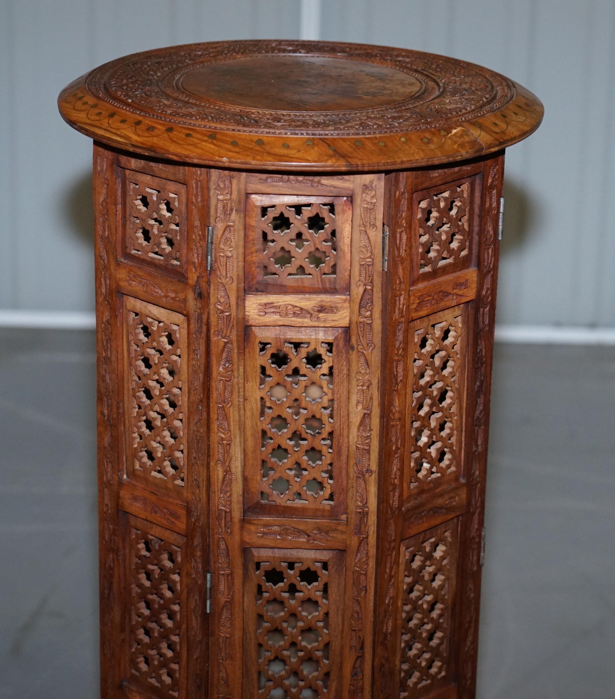 Pair of Tall Liberty's circa 1900 Syrian Hand Carved Hardwood Side End Tables 3
