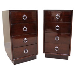 Pair of Tall  Machine Age Art Deco Bachelor Chests , Style Of Gilbert Rohde