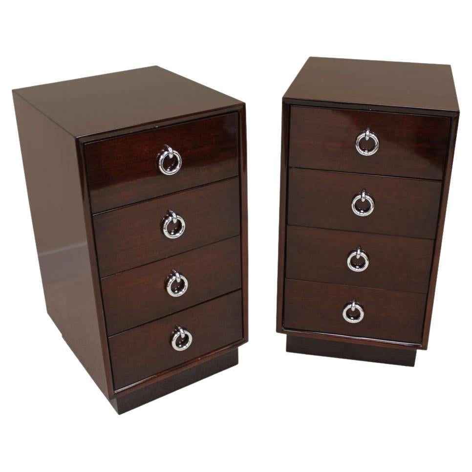Pair of Tall  Machine Age Art Deco Bachelor Chests , Style Of Gilbert Rohde