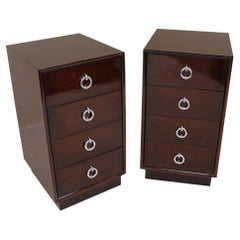 Pair of Tall  Machine Age Art Deco Bachelor Chests , Style Of Gilbert Rohde