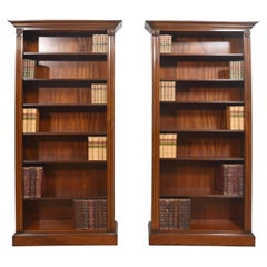 Pair Of Tall Mahogany Open Bookcases