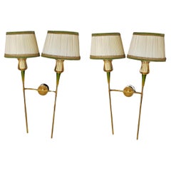 Pair of Maison Lunel Brass Two-Light Wall Sconces, France, 1950s