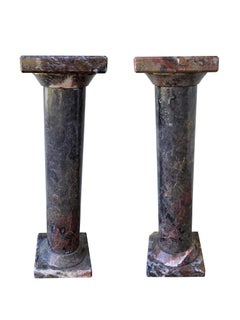 Pair of tall marble column pedestals