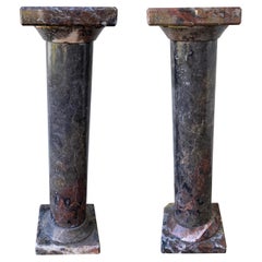 Pair of Tall Marble Column Pedestals