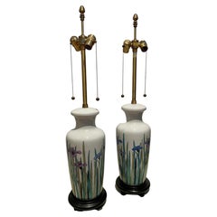 Vintage Pair of Tall Marbro Lamp Company Table Lamps in Porcelain