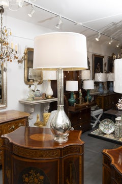 Pair of Tall Mercury Glass Bottle-Form Table Lamps