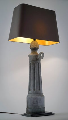 Pair of Tall Metal Lamps with Custom Shade