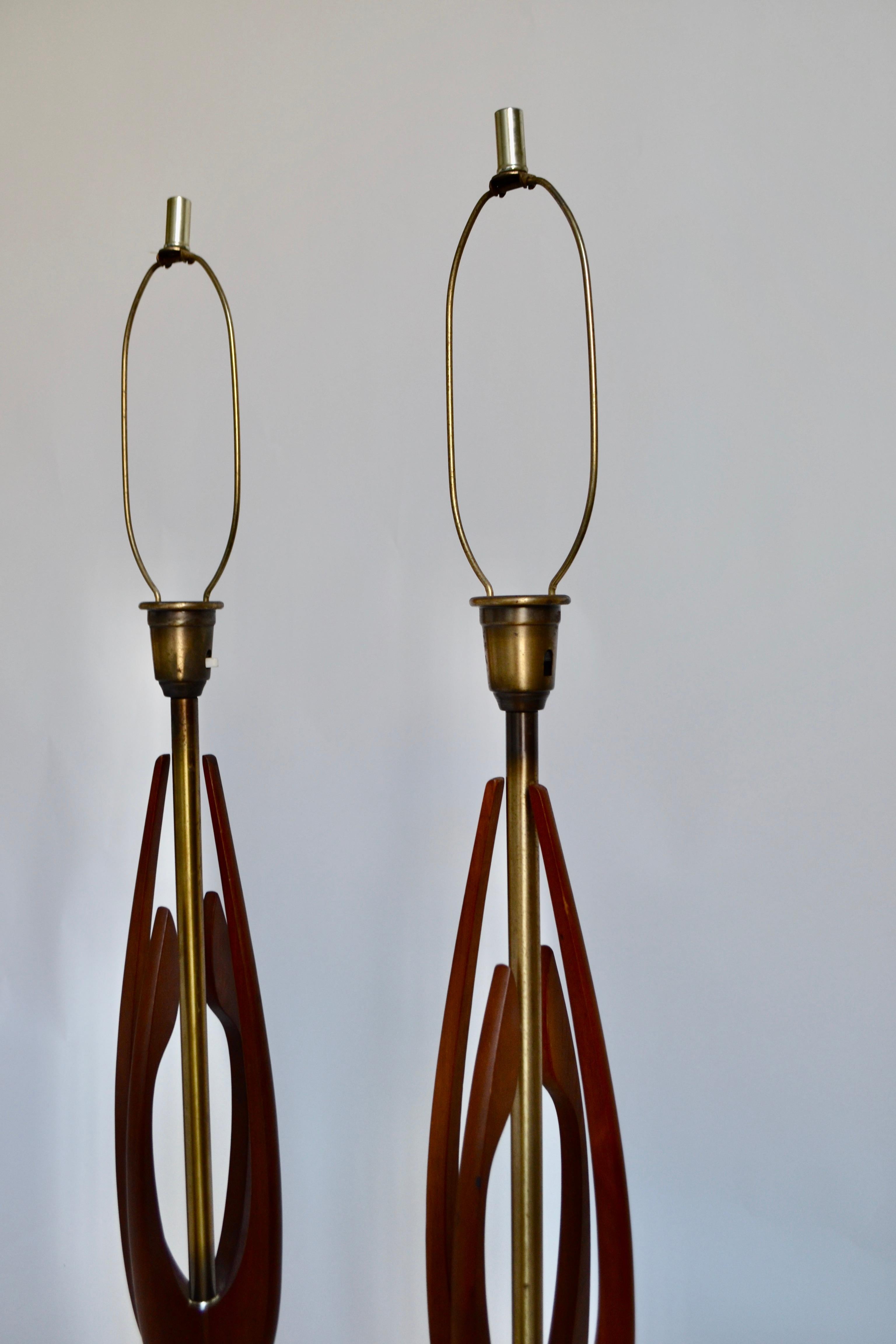 Mid-20th Century Pair of Tall Mid-Century Danish Walnut Table Lamps, 1960s