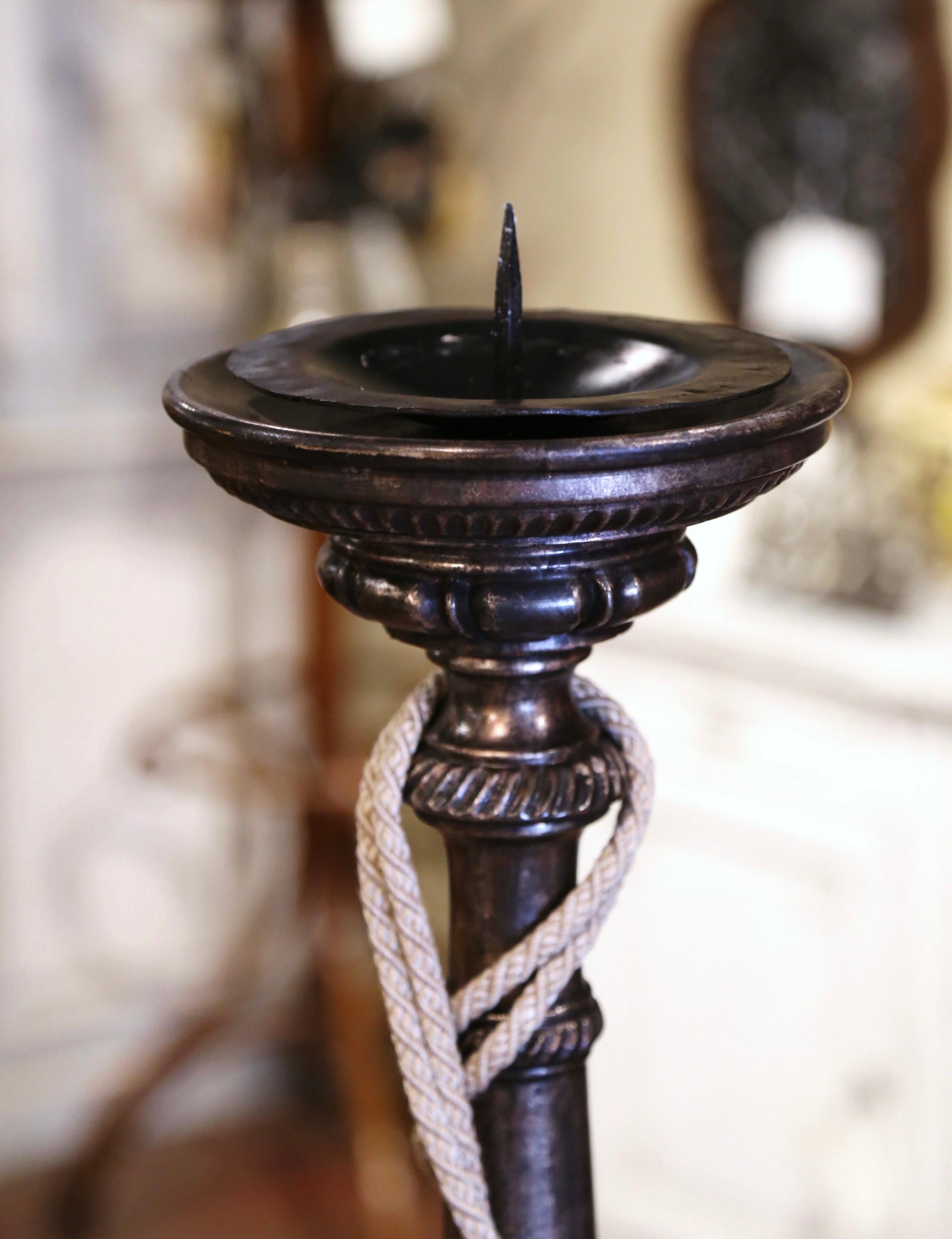 Pair of Mid-Century Italian Carved Silver Leaf Candlesticks Prickets 2