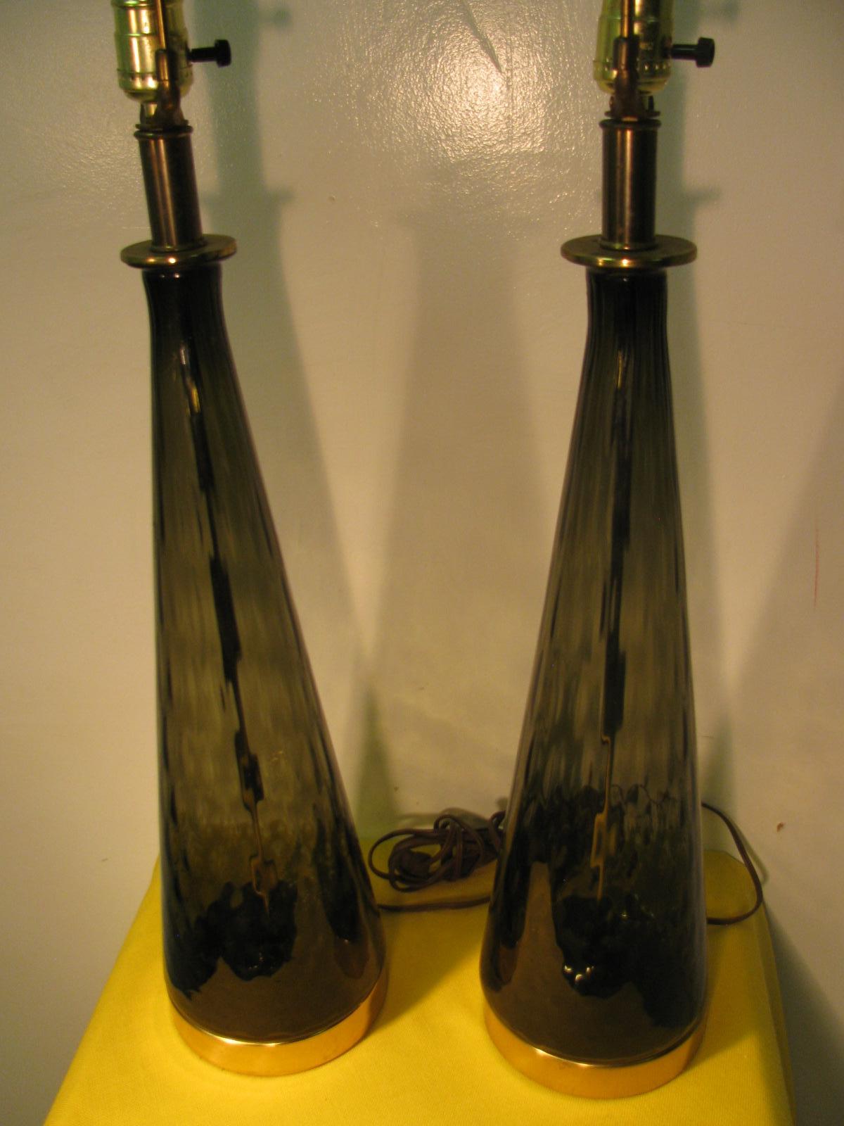 Pair of Tall Mid-Century Modern Bottle Shaped Blenko Glass Table Lamps 3