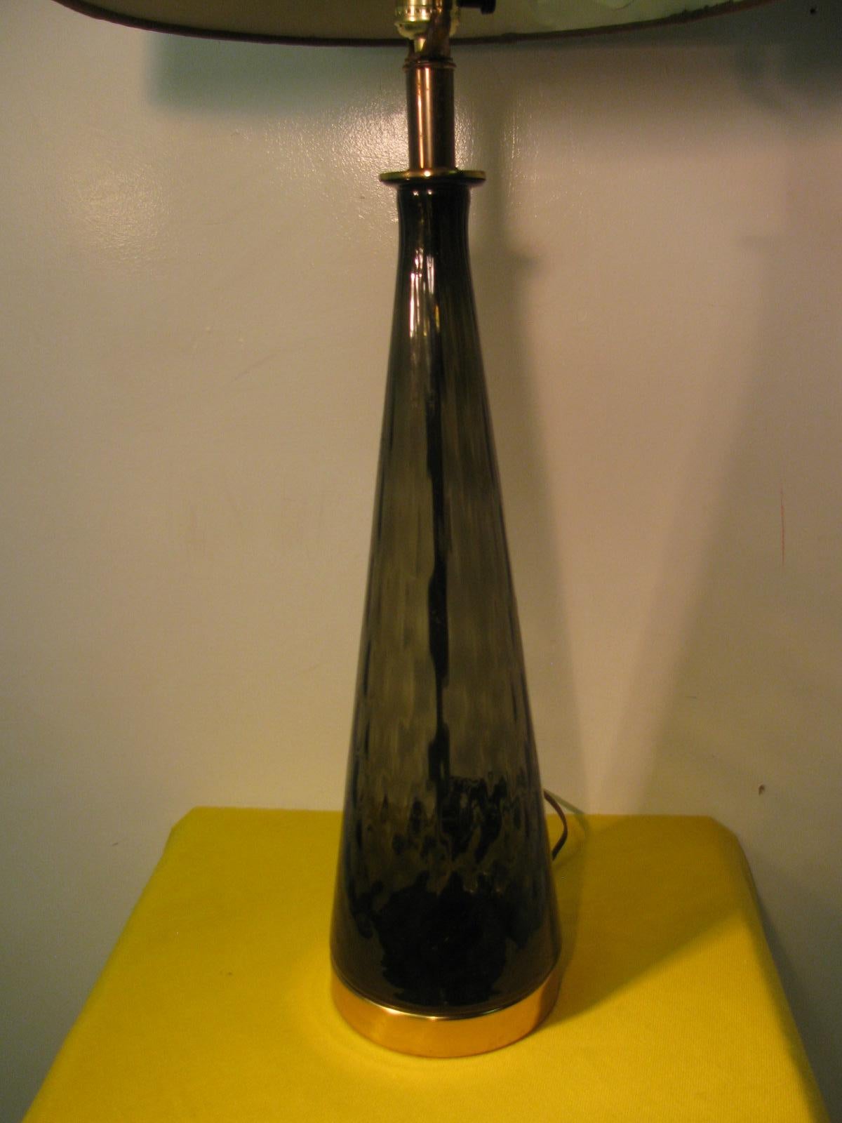 Mid-20th Century Pair of Tall Mid-Century Modern Bottle Shaped Blenko Glass Table Lamps