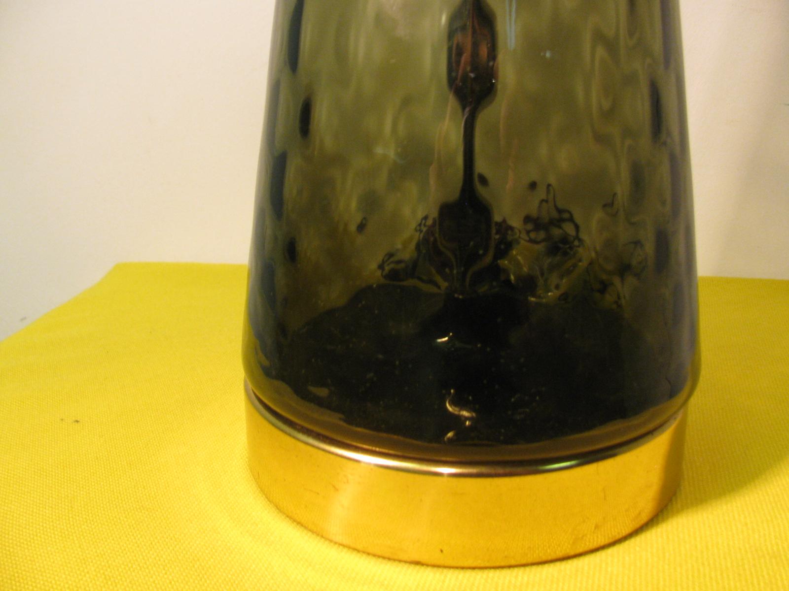 Blown Glass Pair of Tall Mid-Century Modern Bottle Shaped Blenko Glass Table Lamps