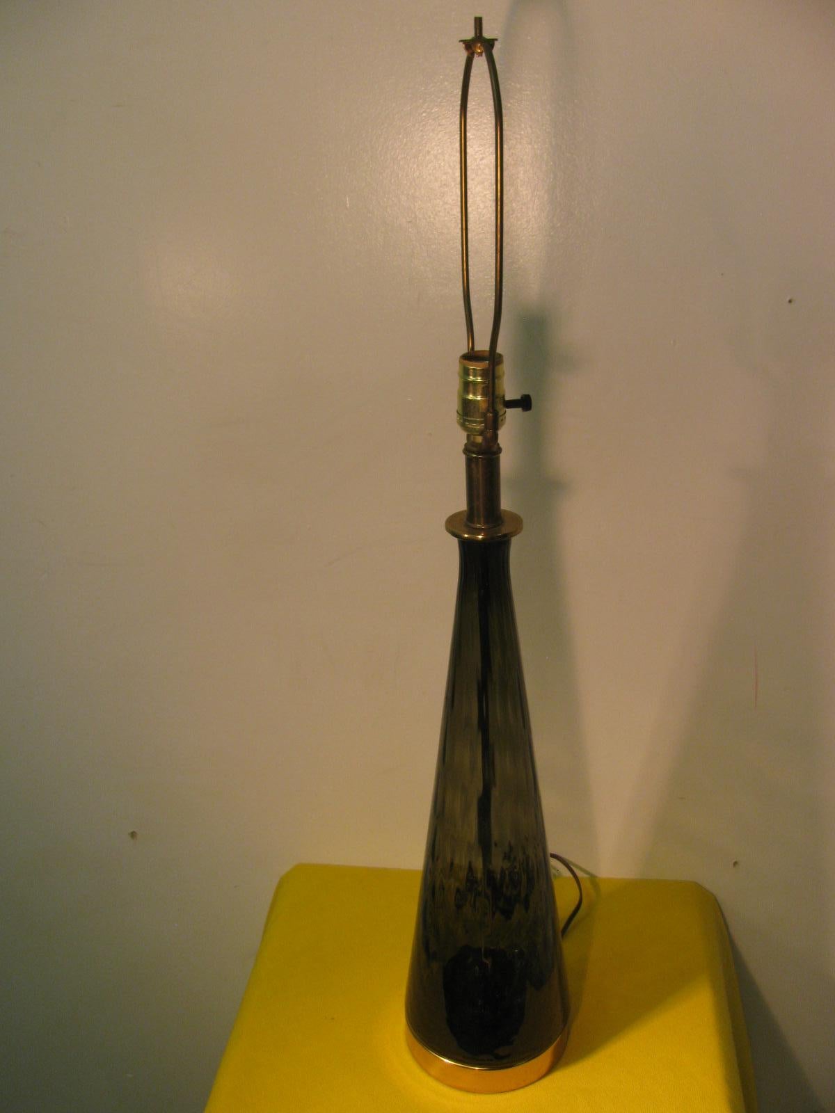 Pair of Tall Mid-Century Modern Bottle Shaped Blenko Glass Table Lamps 1