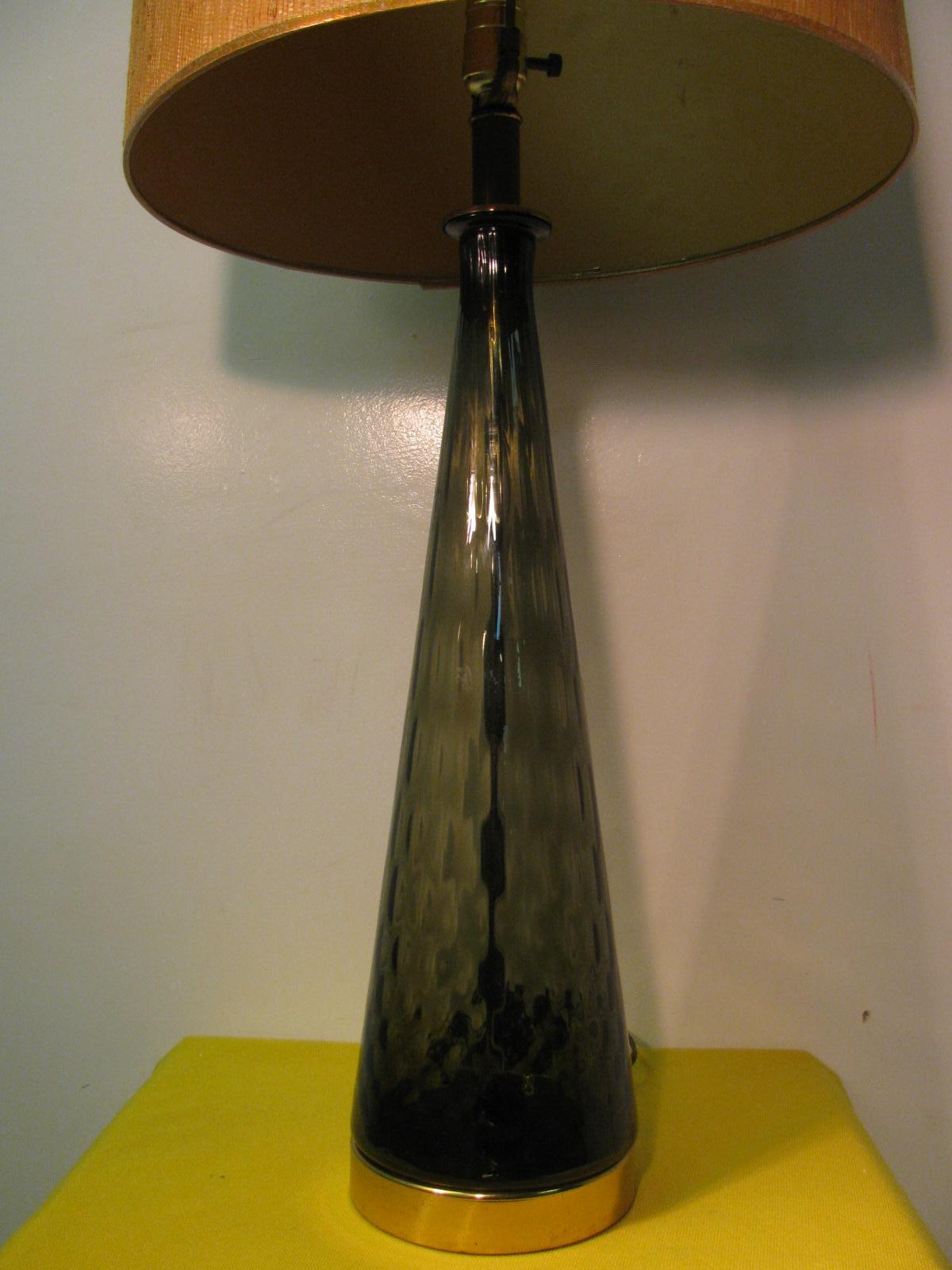 Pair of Tall Mid-Century Modern Bottle Shaped Blenko Glass Table Lamps 2