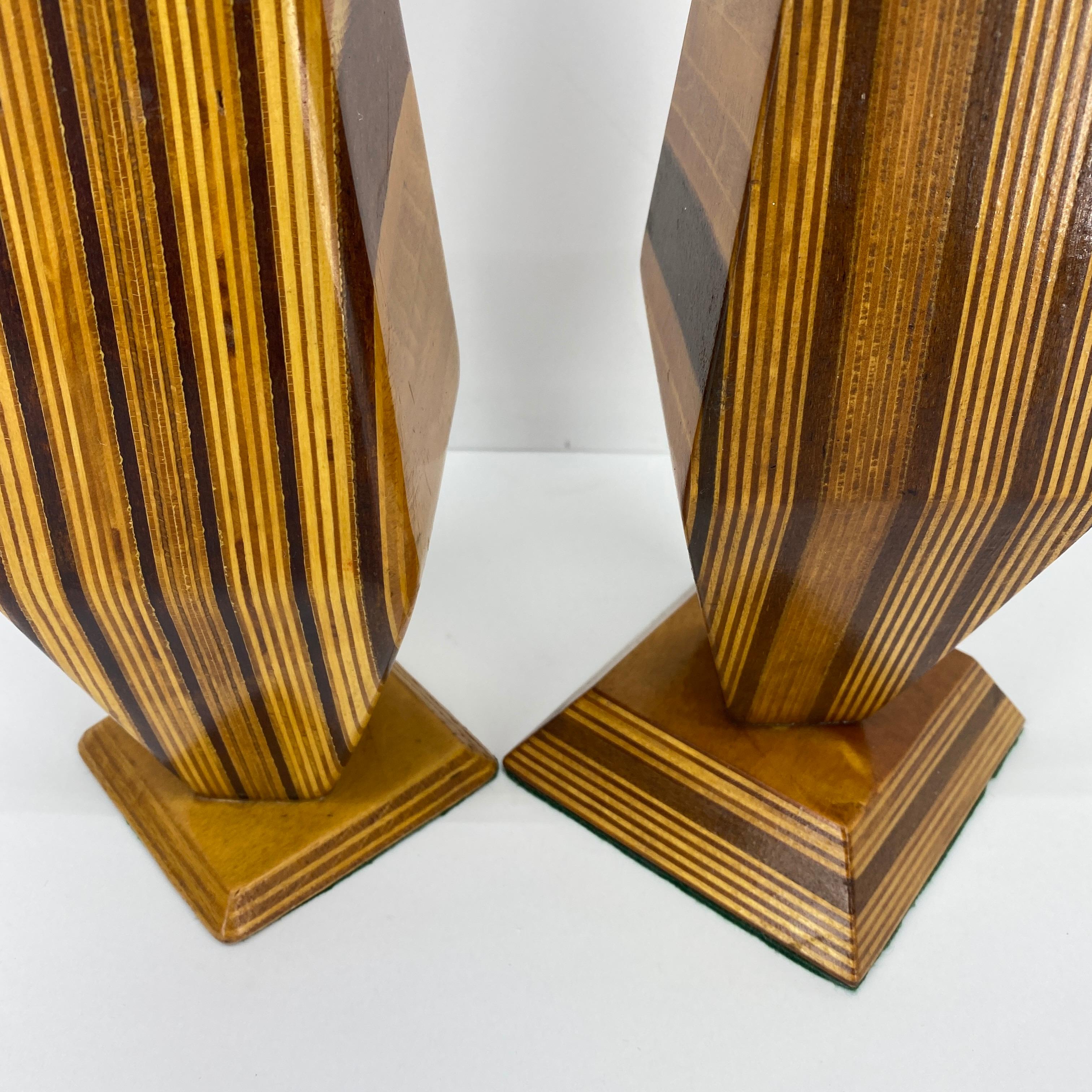 Pair of Tall Mid-Century Modern Wooden Candle Holders 4