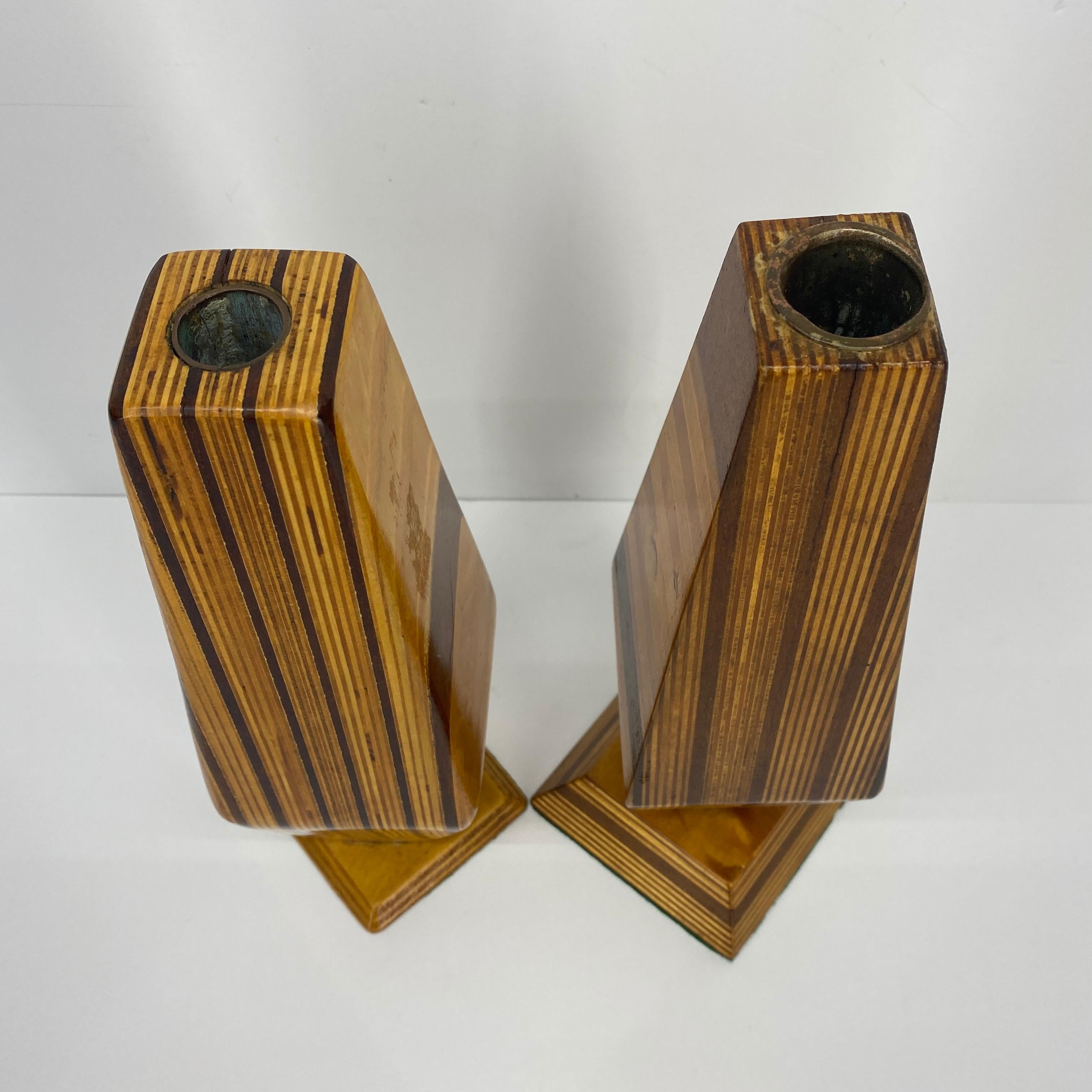 Pair of Tall Mid-Century Modern Wooden Candle Holders 6
