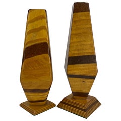 Vintage Pair of Tall Mid-Century Modern Wooden Candle Holders