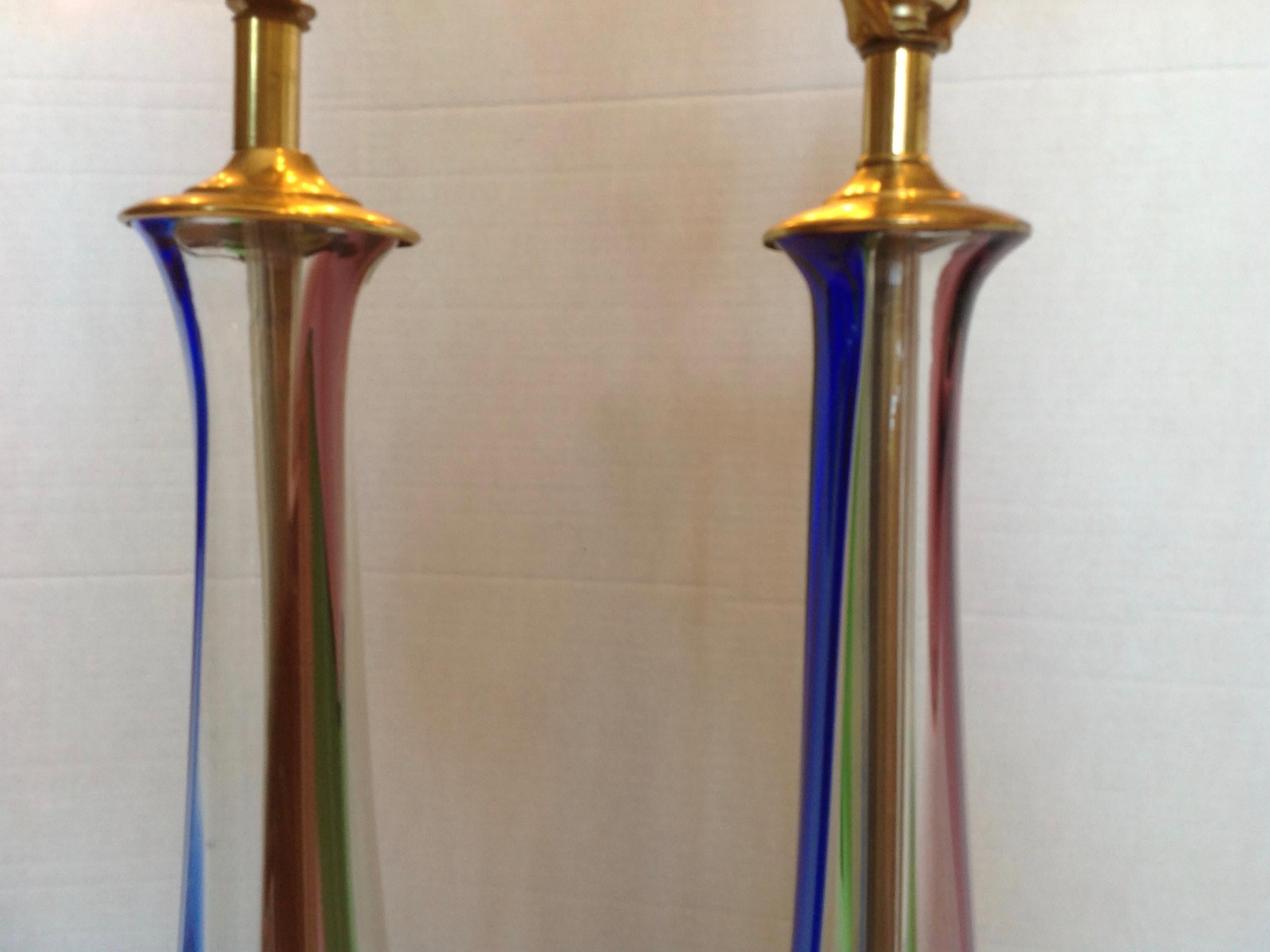 Paar hohe Murano-Lampen aus der Mitte des Jahrhunderts im Angebot 2