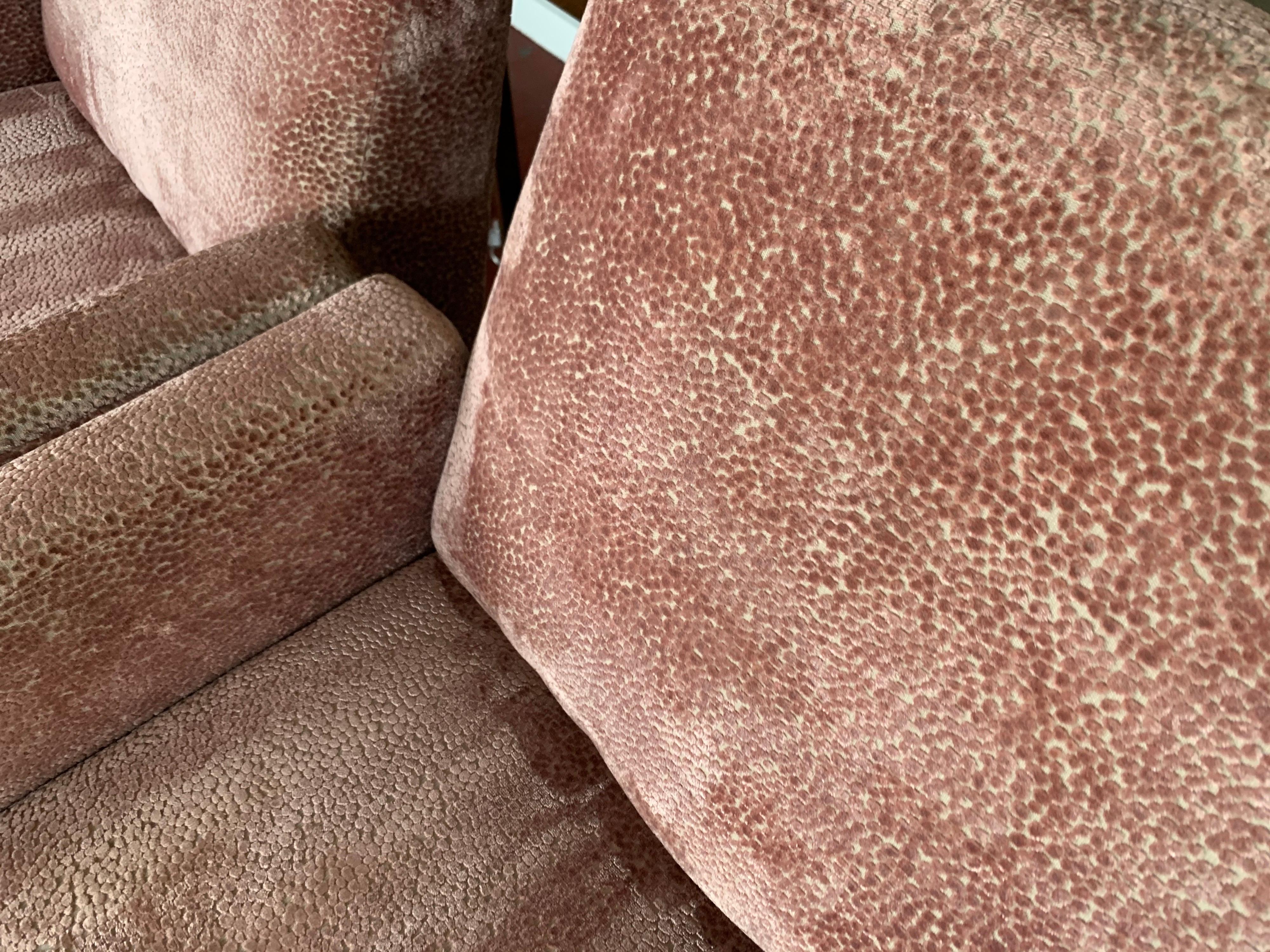 Mid-Century Modern Pair of Tall Midcentury Style Swivel Chairs with New Salmon Velvet Upholstery