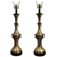 Pair of Tall Midcentury Brass Table Lamps