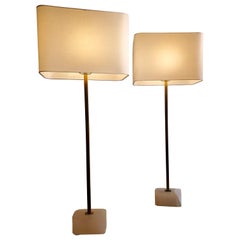 Pair of Tall Modern Lamps with White Quartzite Bases