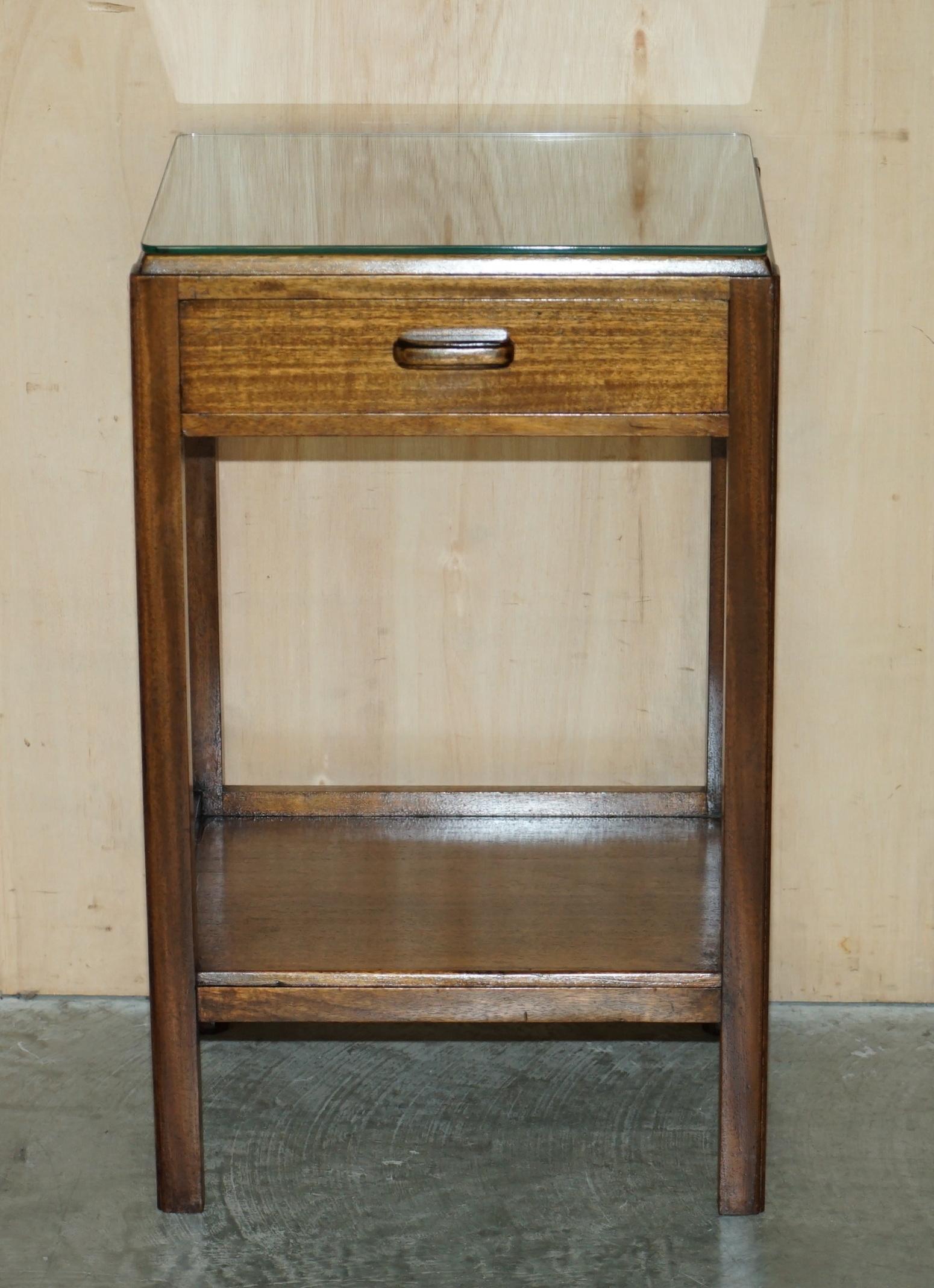 Mid-20th Century Pair of Tall Moss Partners 1952 Mid-Century Modern English Oak Side End Tables